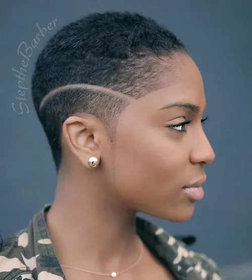 Buzz Cut With Raised Shaved Line