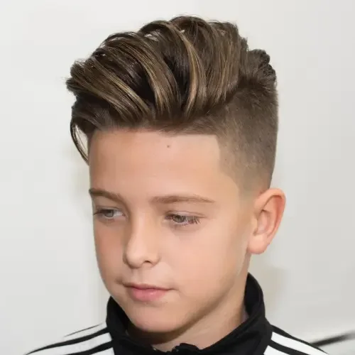 Curved Side Part Pompadour