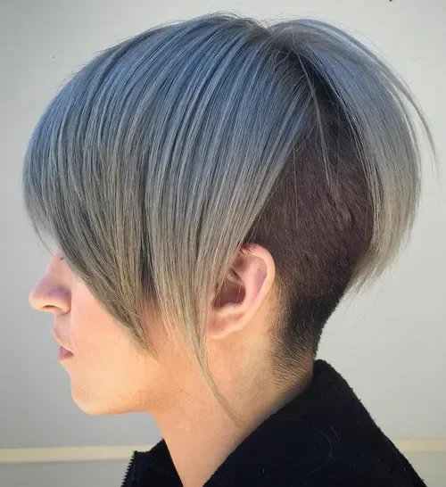 Steel Blue Fade Undercut Bob