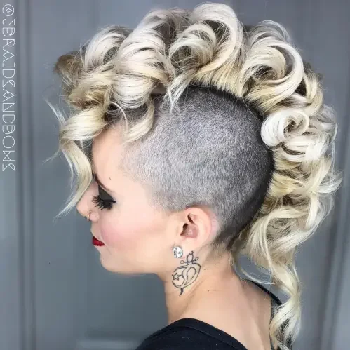 Curly Blonde Mohawk Undercut