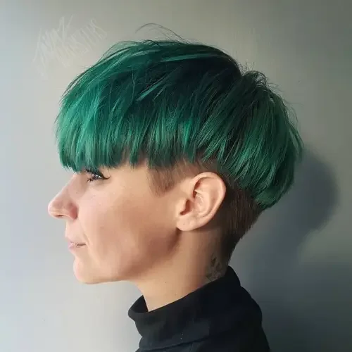 Green And Blonde Nape Undercut Pixie