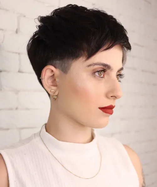 Brunette Side Undercut Pixie