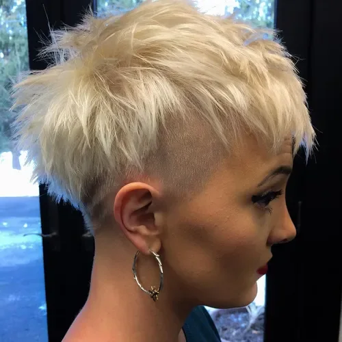 Cream Blonde Textured Undercut Pixie