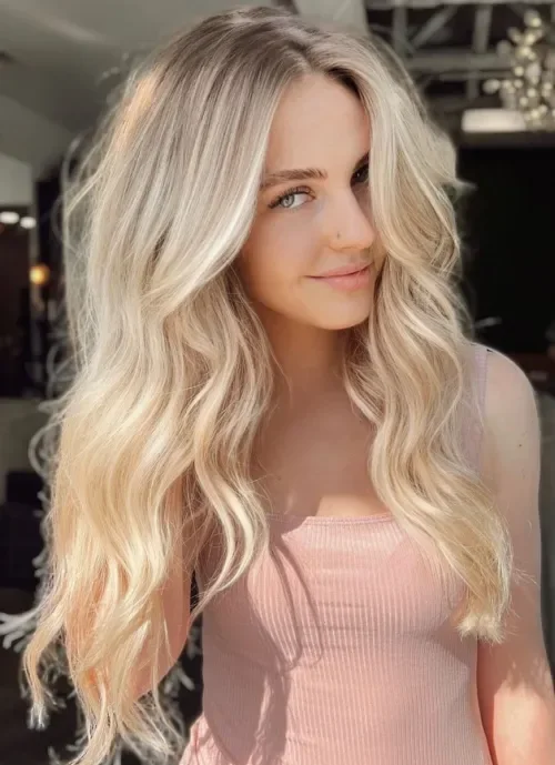 Long Blonde Face-Framing Layers