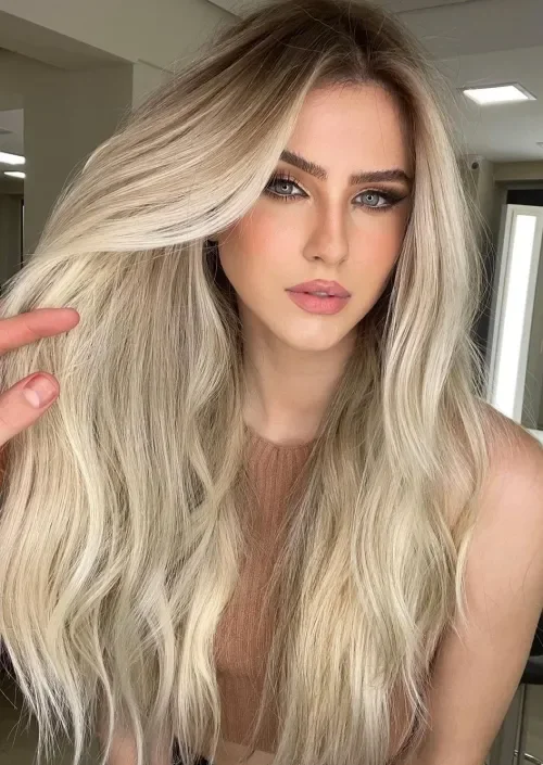 Dark-Rooted Long Blonde Waves