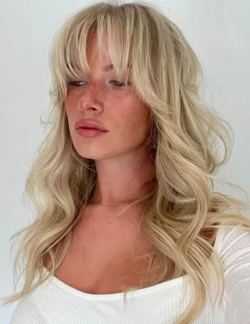 Buttery Shag With Wispy Bangs