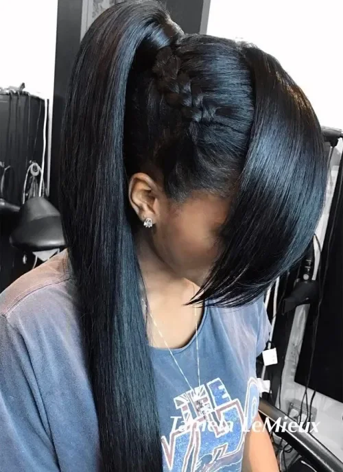 Side-Braid Pony With Bangs