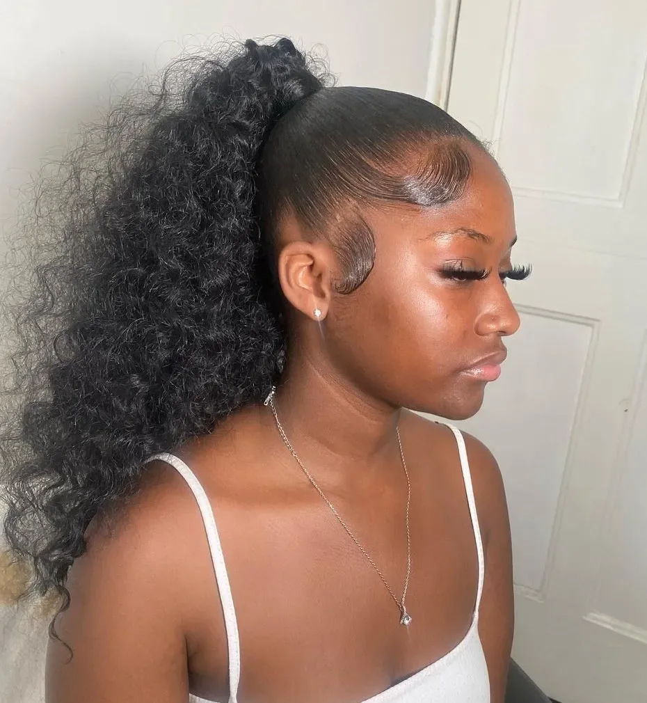 Sleek Pony With Kinky Curls