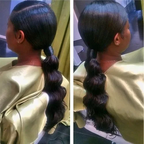 Glossy Low Ponytail Waves
