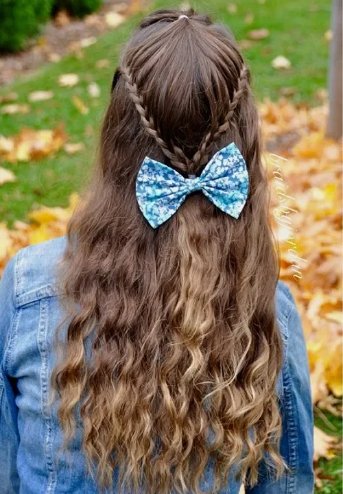 Crown Braid With Blue Bow