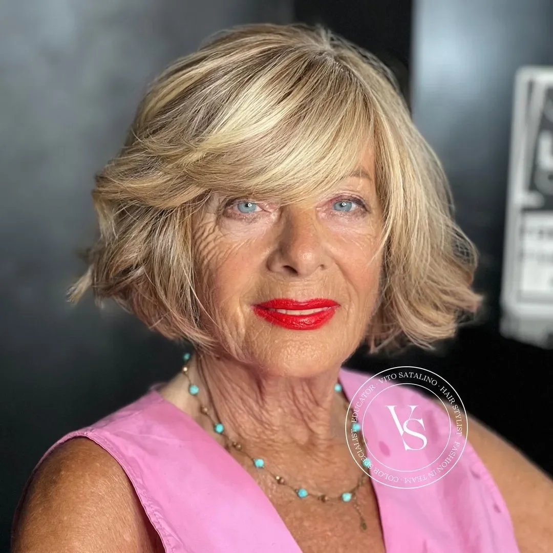 Off-Center Bob With Highlights