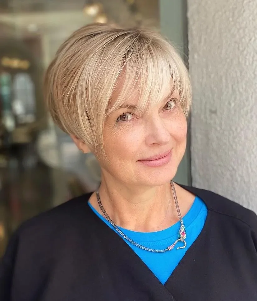 Blonde Pixie Fringe Cut