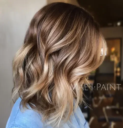 Brown To Blonde Balayage Lob Waves