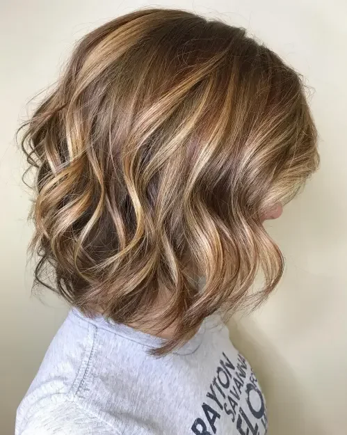 Dark Blonde Balayage Layered Bob