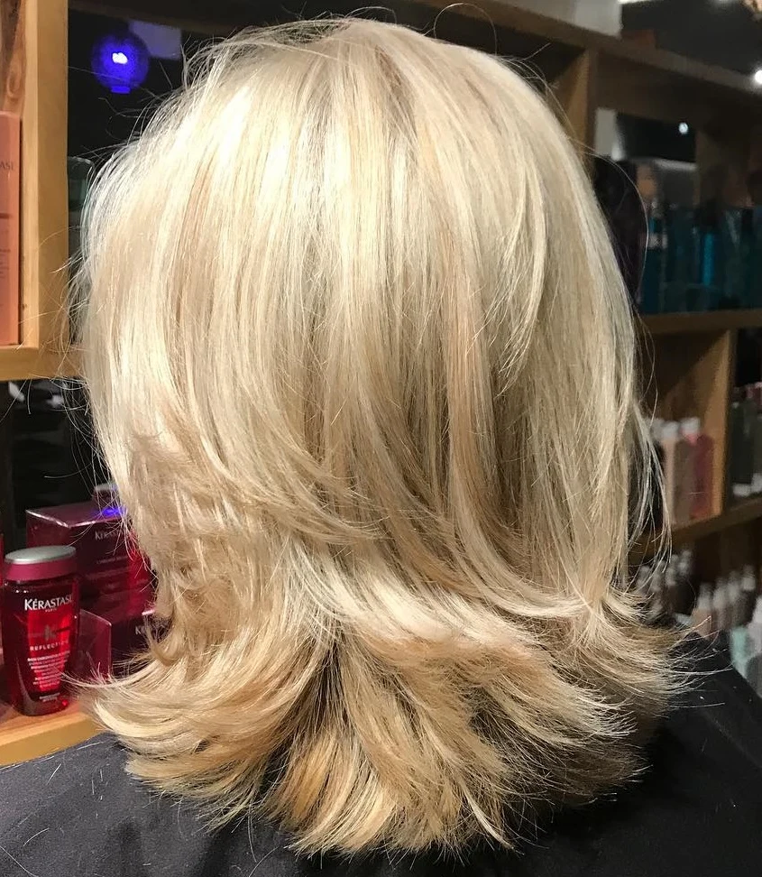 Shiny Blonde Shag-Style Lob