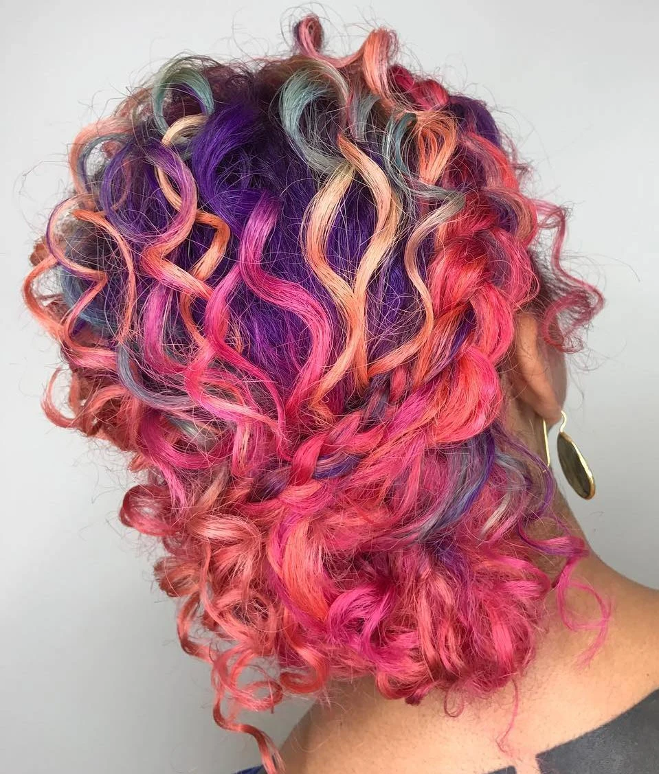 Rainbow Textured Curl Bun
