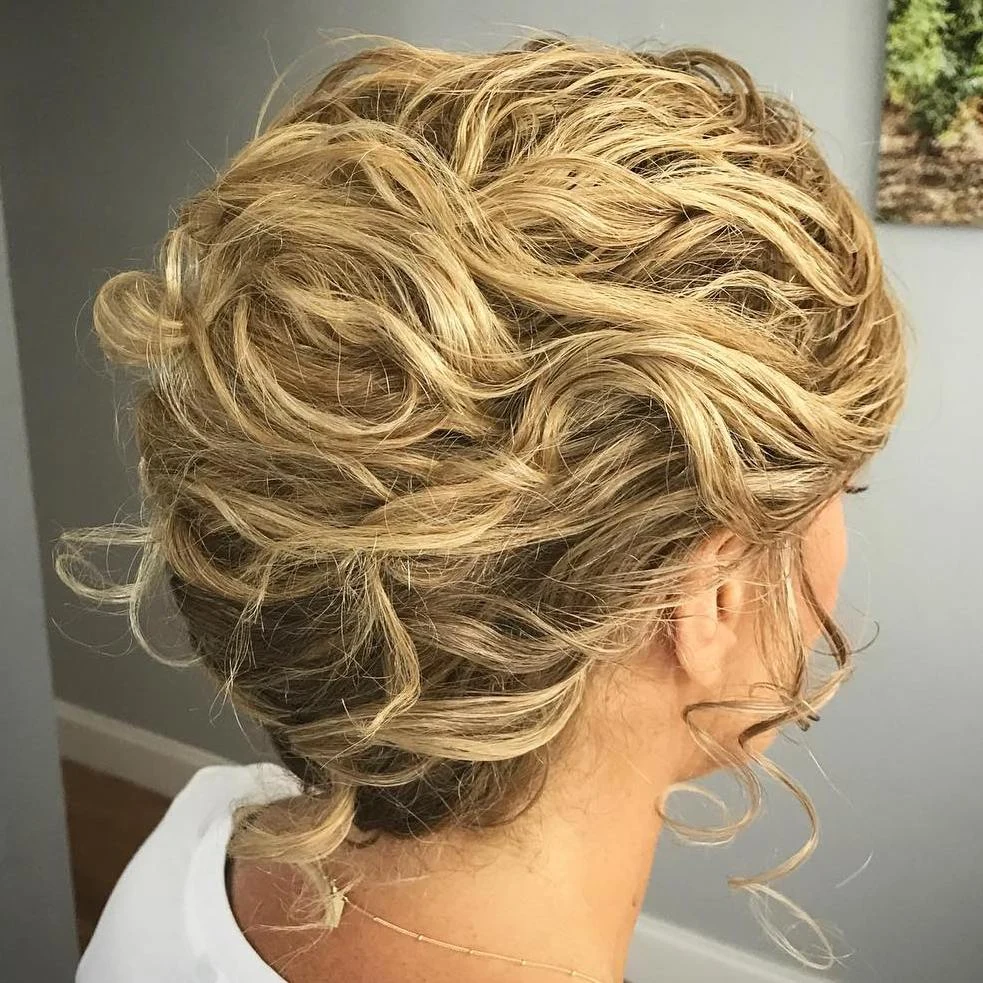 Side-Looped Blonde Curl Updo