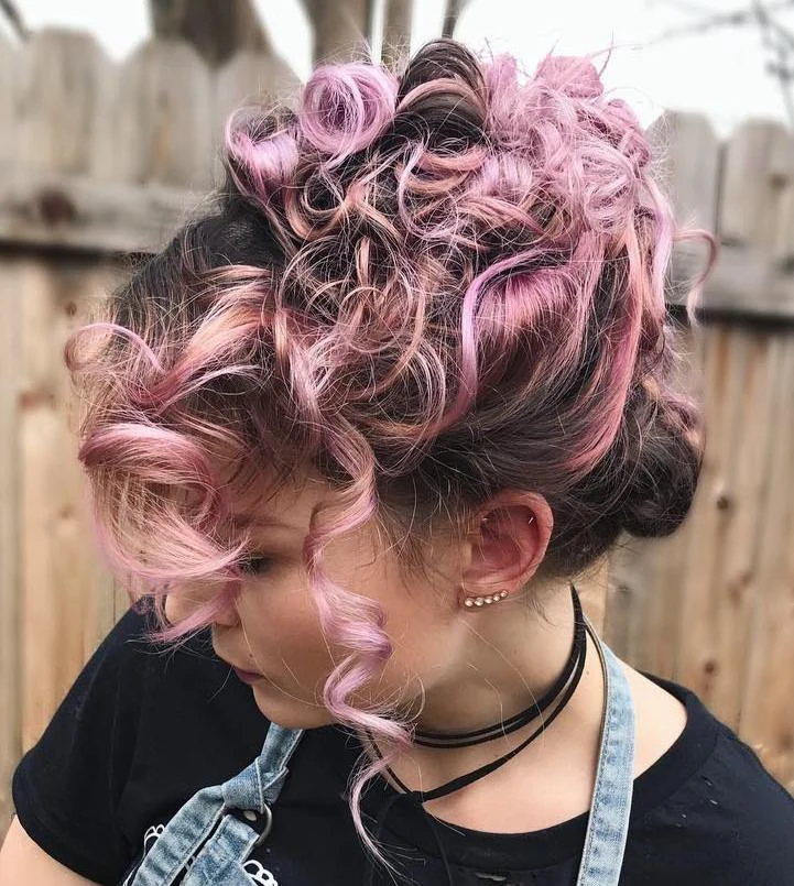 Pastel Pink Curl Halo Bun