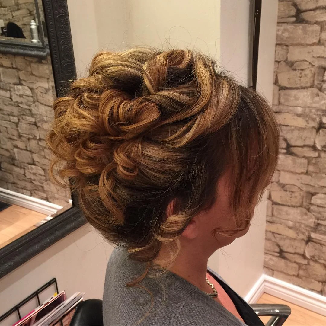 Bronze Curly French-Set Updo