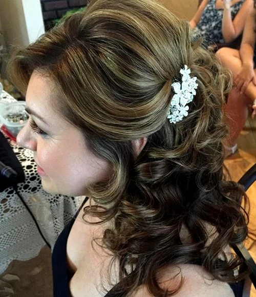 Curled Half Updo With Clip