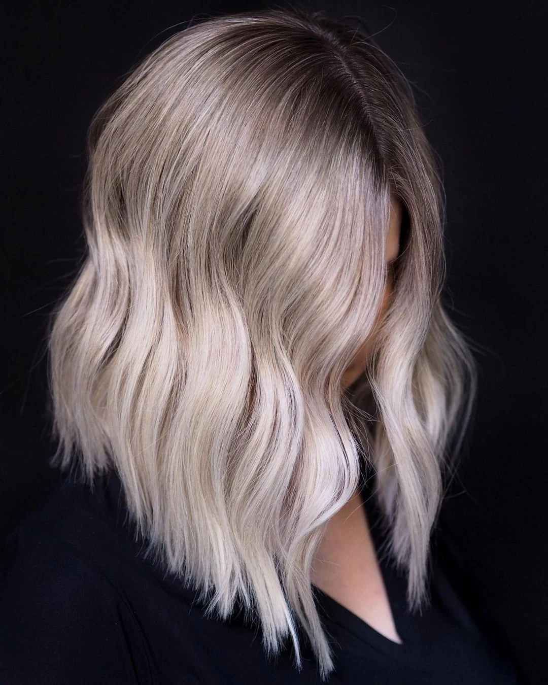 Platinum Balayage Wavy Lob