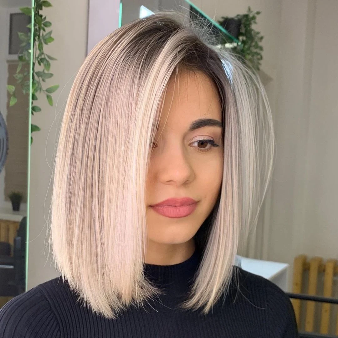 Platinum Blonde Side-Part Lob