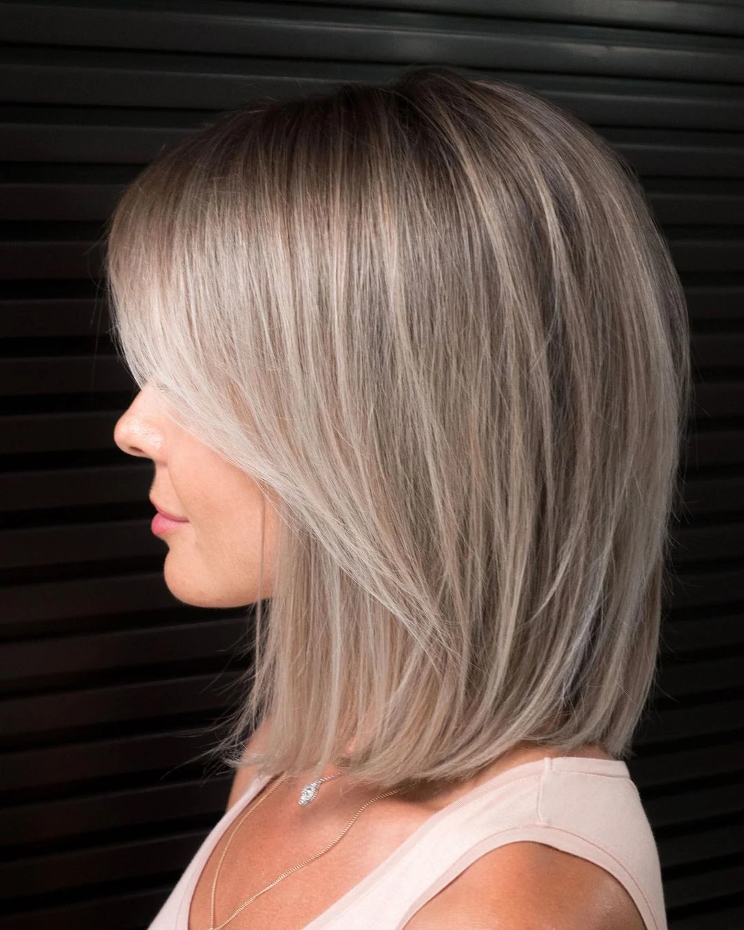 Icy Ash Gray Lob With Layers