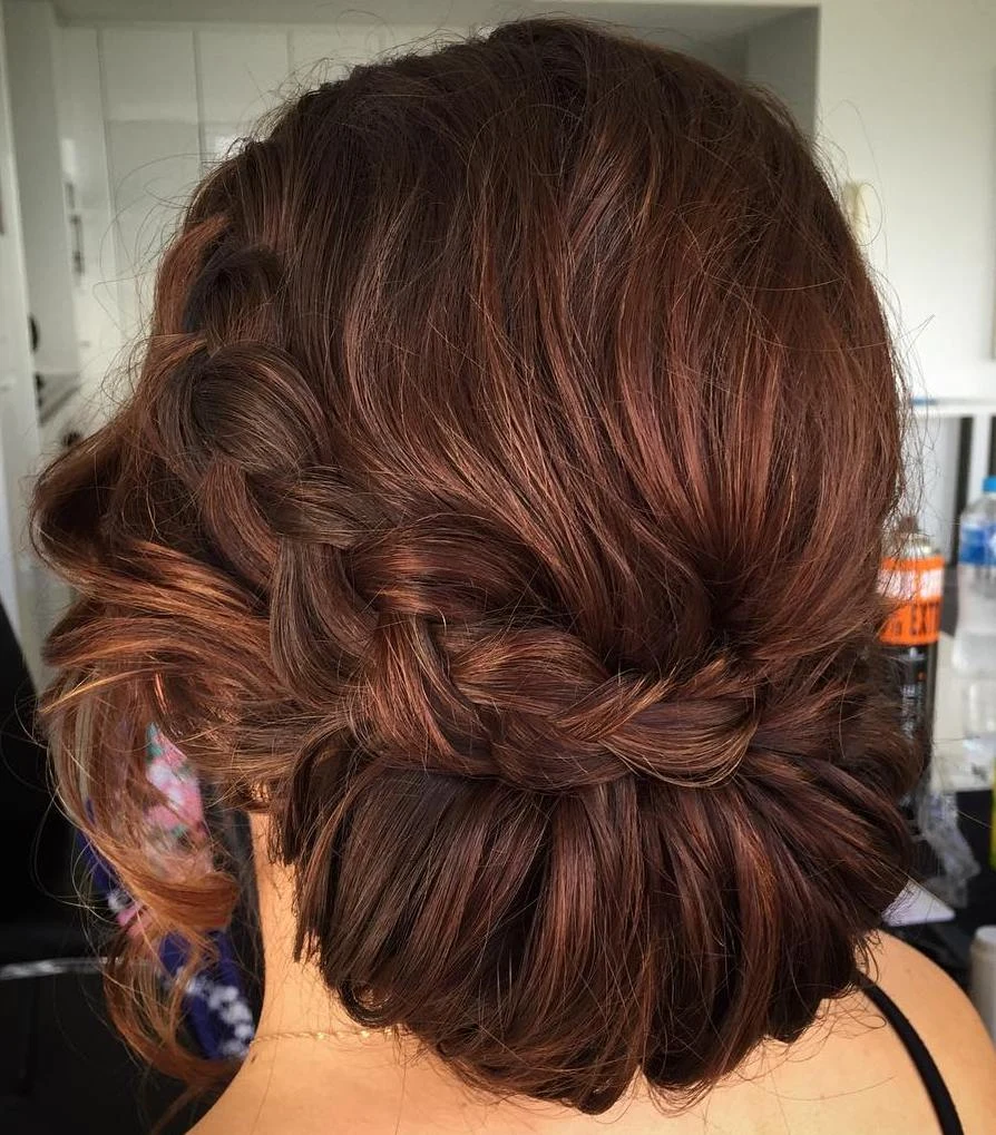 Braided Chignon With Curled Rolls