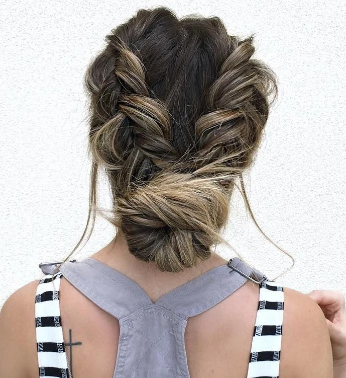Back Fishtail Bun With Strands