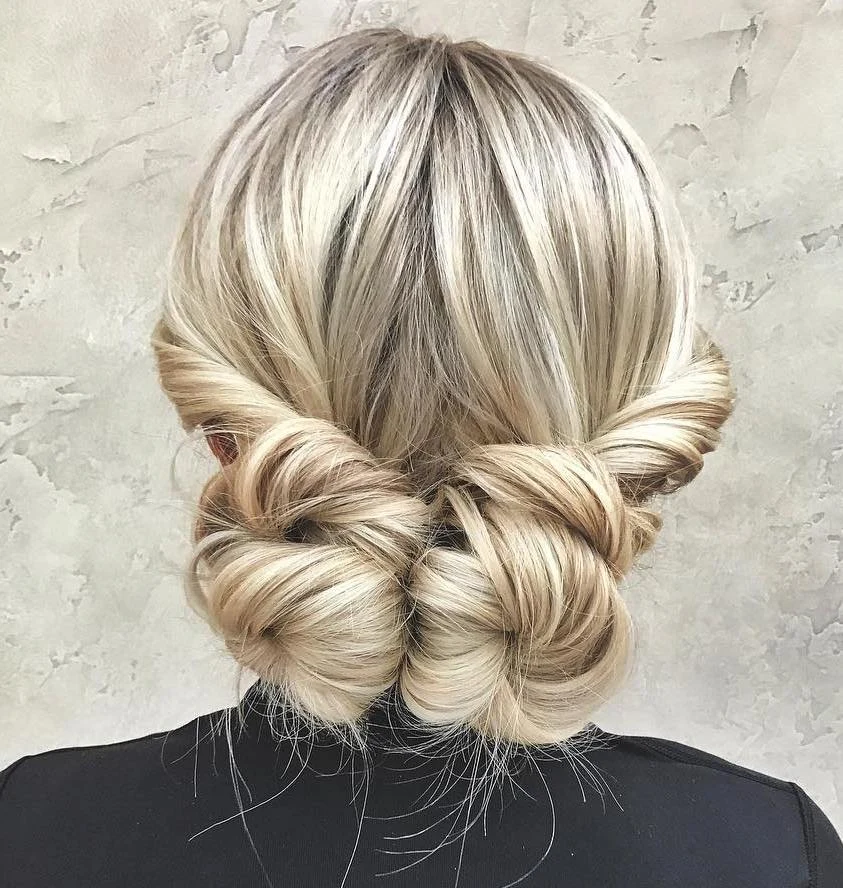 Double Twisted Low Pigtail Buns