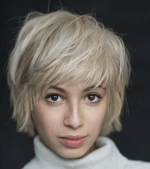 Shaggy Blonde Bob With Bangs