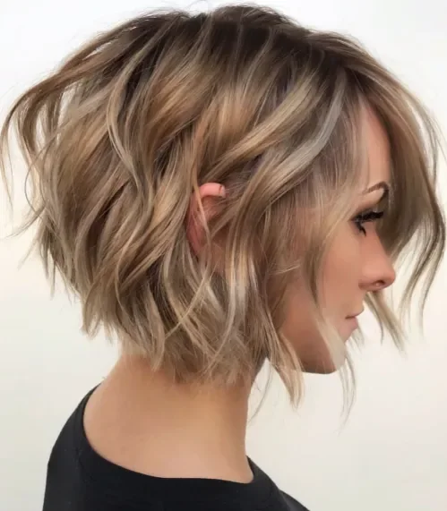 Tousled Wavy Bronde Bob