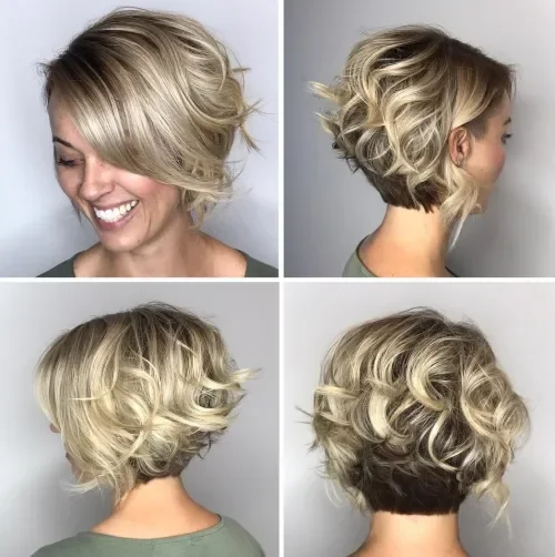 Curly Two-Tone Nape Undercut Bob