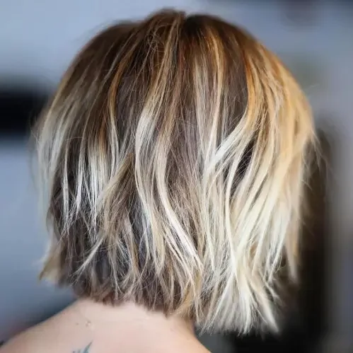 Blonde Balayage Shaggy Bob