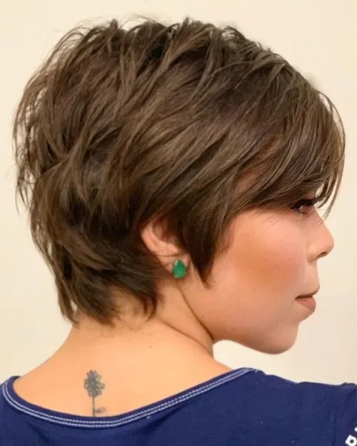 Chocolate-Brown Side-Shaped Pixie