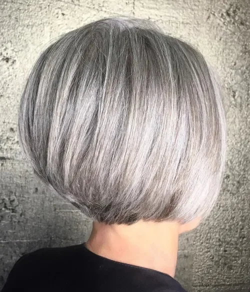 Short Gray Bob With Curtain Fringe