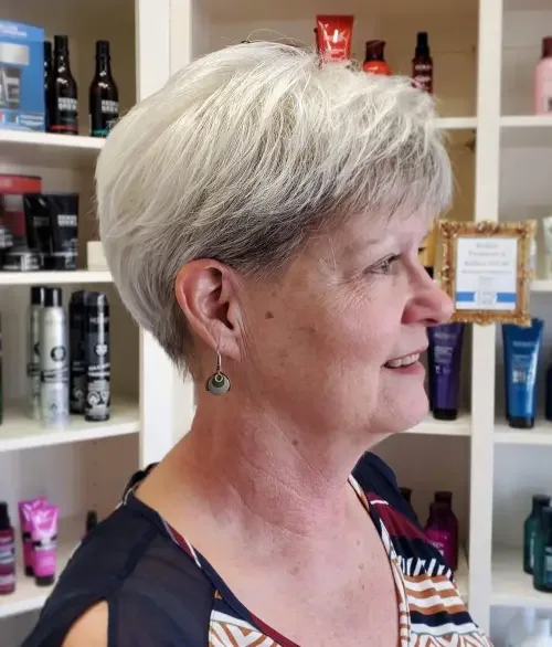 Feathered Bang Pixie With Gray