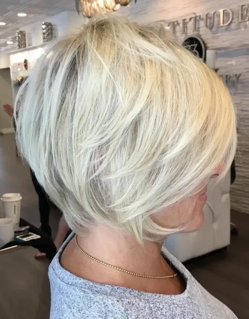 Layered White Blonde Pixie Bob