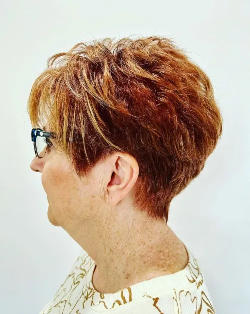 Warm Auburn Shaggy Pixie Cut