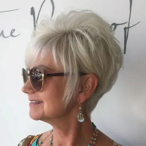 Platinum Shaggy Pixie With Fringe