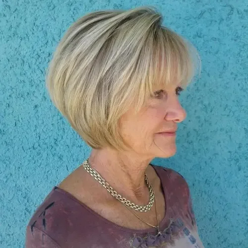 Graduated Blonde Bob With Bangs
