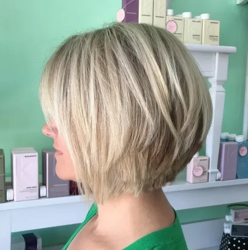 Ash Blonde Choppy Layer Bob