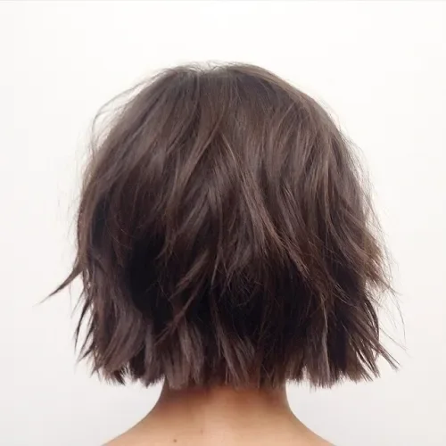 Feathered Brown Choppy Bob