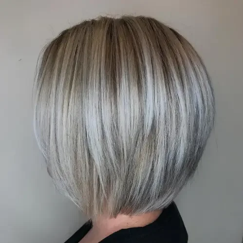 Sleek Gray Balayage Bob