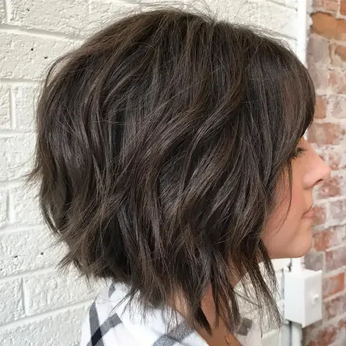 Razored Dark Brown Bob