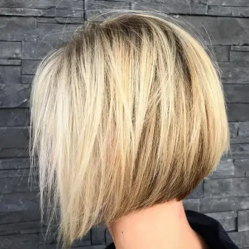 Straight Stacked Blonde Bob