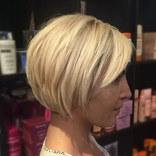 Side-Swept Blonde Bob Crop
