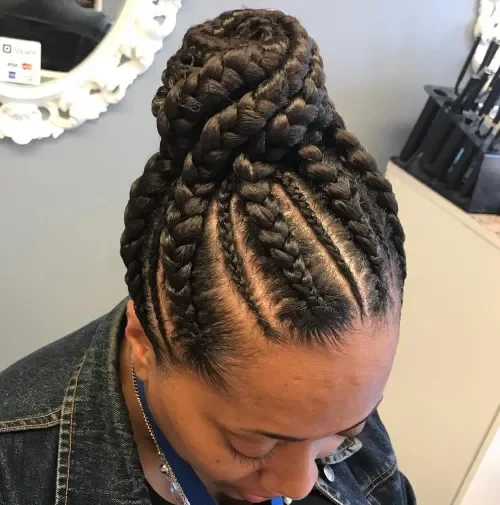 Cornrows Updo With Modern Texture
