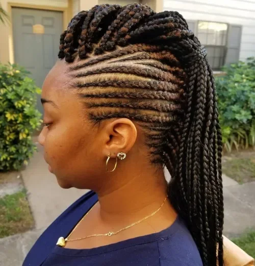 Box Braid Mohawk With Ends