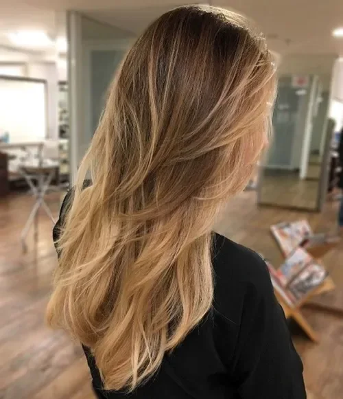 Mid-Back Blonde Brown Blend Layers